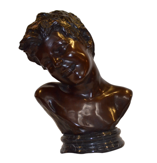 Statua in bronzo busto di fanciullo